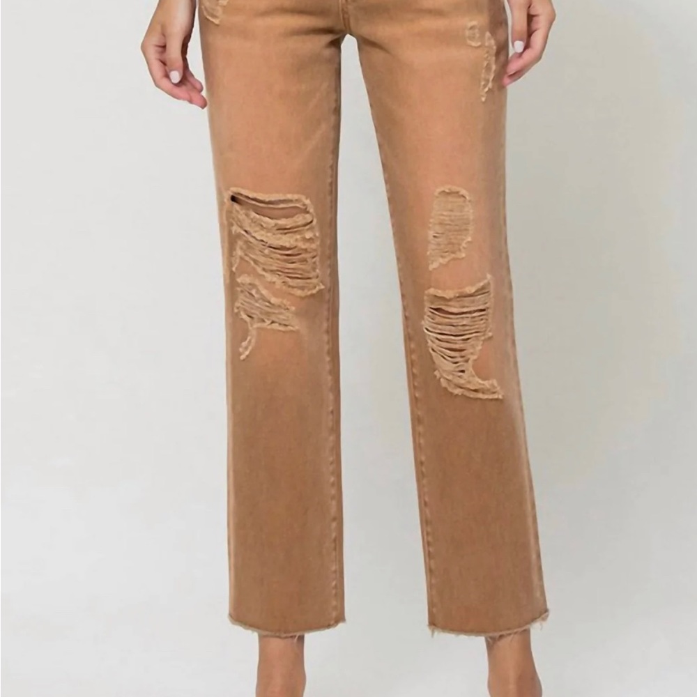 Vervet Norah Copper Distressed Jeans Size 28